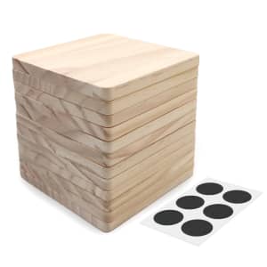 SIJDIEE Unfinished Square Wood Coasters (Set of 12)