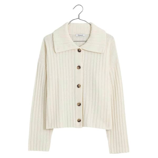 Oversize-Collar Cardigan Sweater