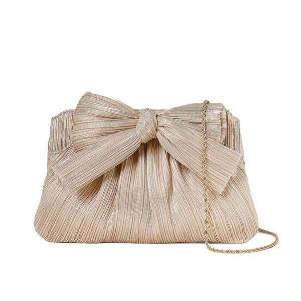 Rayne Pleated Lamé Bow Clutch