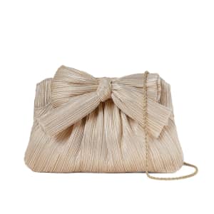 Loeffler Randall  Rayne Pleated Lamé Bow Clutch