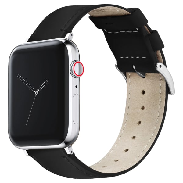 Black Leather Stitching Band for Apple Watch