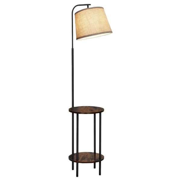Black Tray Table Floor Lamp with Outlet