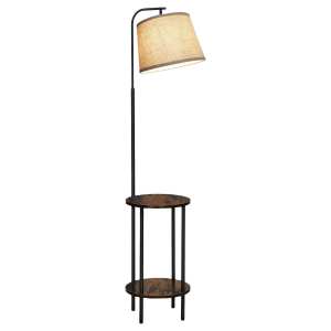 17 Stories Black Tray Table Floor Lamp with Outlet