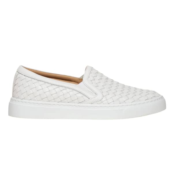 Leather white slip on on sale sneakers