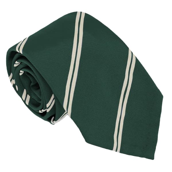 Italian Silk Tie in Evergreen Double Stripe