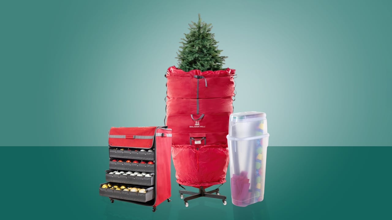 Iris holiday tree storage outlet tote with compartment lid