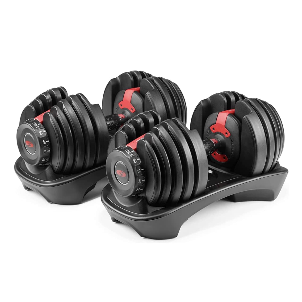 Pair of Core Home Fitness Adjustable Dumbbell Weights Set 5-50 LB 