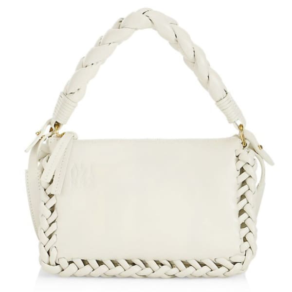 Clare V. Braided Bicolor Leather Shoulder Strap - Black/White