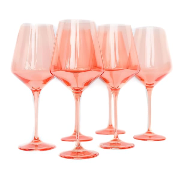 Colored Glass Stemmed Wine Glass (Set of 6)
