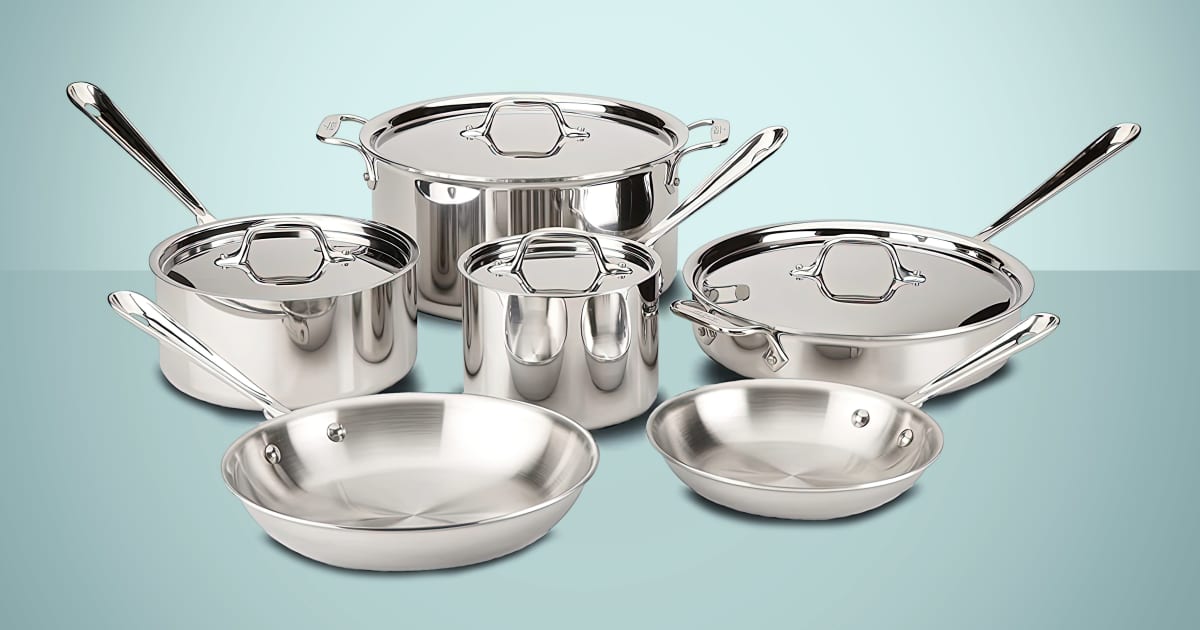D3 Stainless Everyday, 7 Piece Pots and Pans Cookware Set