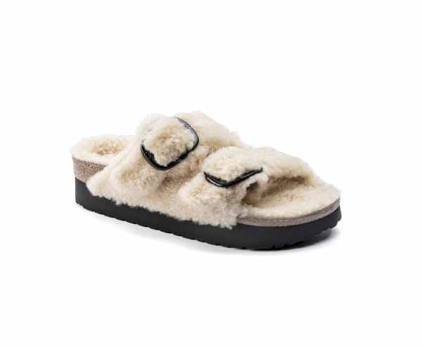 Women Autumn Winter Buckle Fluffy Slippers Open Toe Flat Sandals