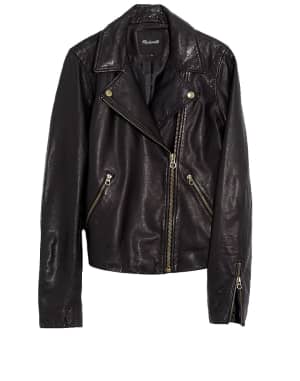 Madewell Washed Leather Motorcycle Jacket: Brass Hardware Edition