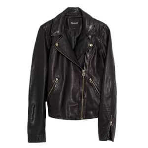 Madewell Washed Leather Motorcycle Jacket: Brass Hardware Edition