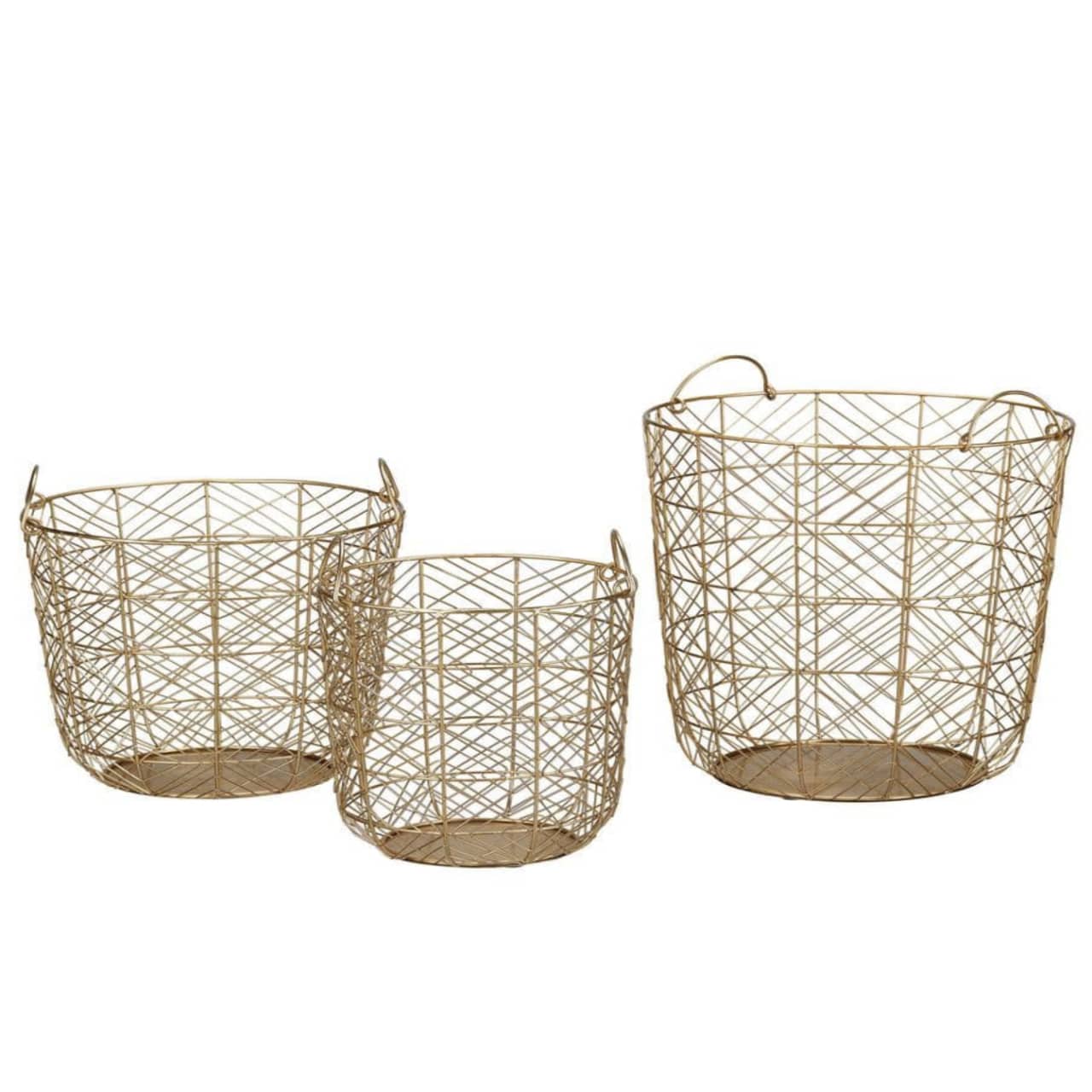 Round Gold Metal Wire Decorative Basket