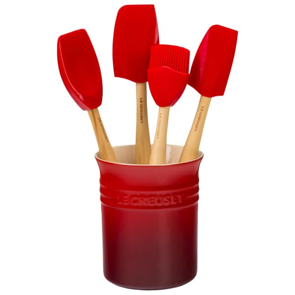 Cerise Silicone Utensil Set with Crock, 5 Pieces