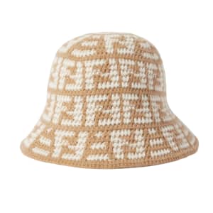 Fendi Crochet-Knit Cashmere-Blend Jacquard Bucket Hat