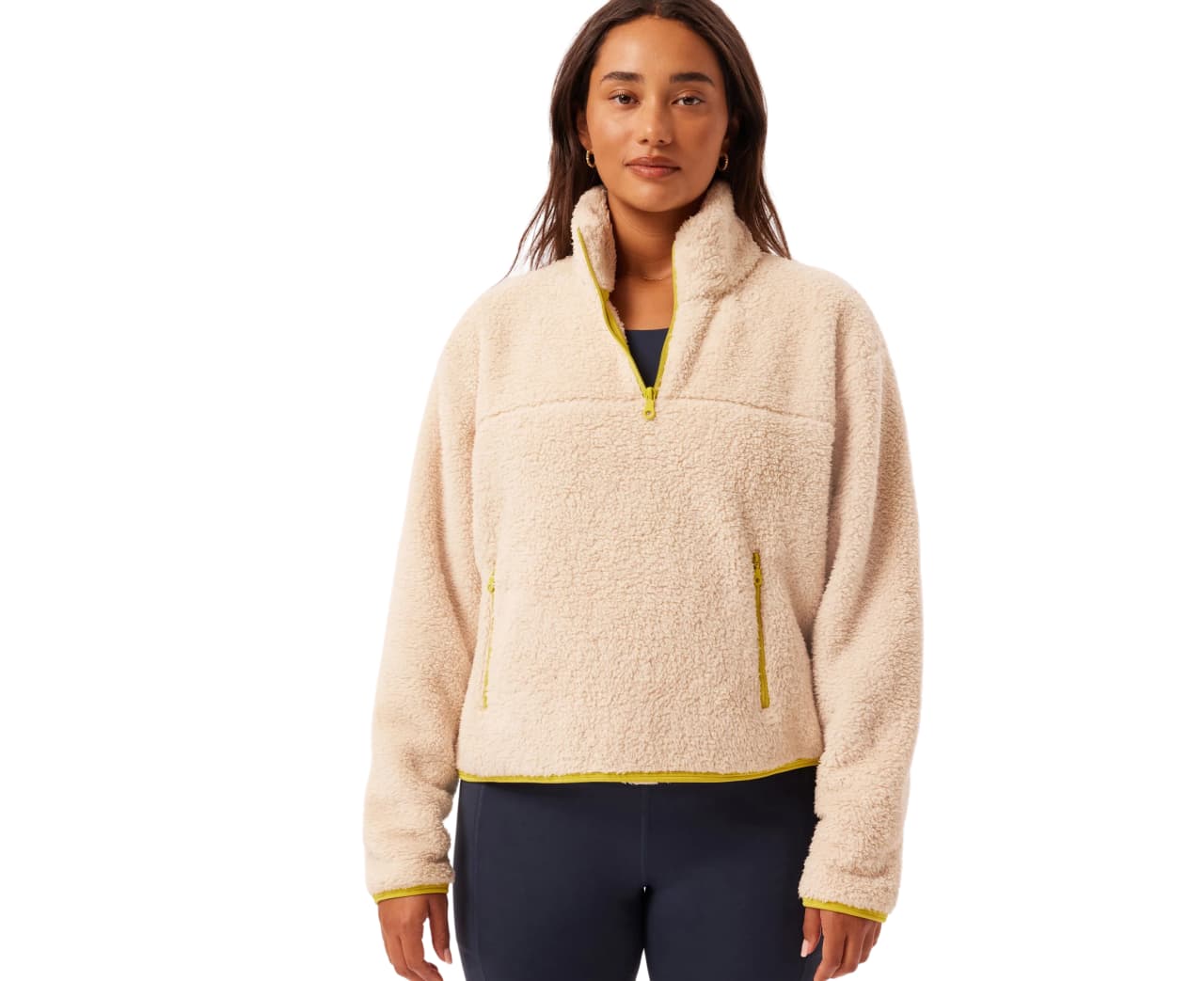 Cream Recycled Half-Zip Fleece