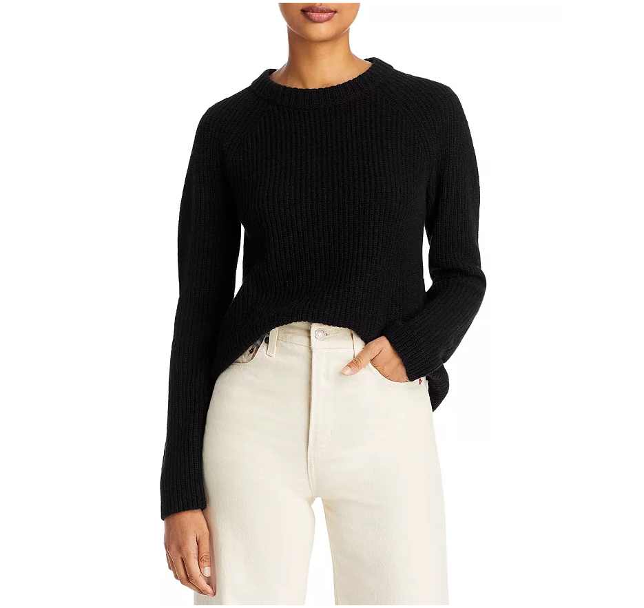 Cashmere Shaker Ribbed Mock Neck Sweater 