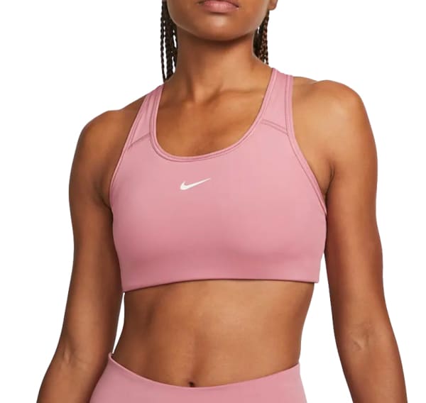Nike Swoosh high neck keyhole sports bra pink S, Women's Fashion