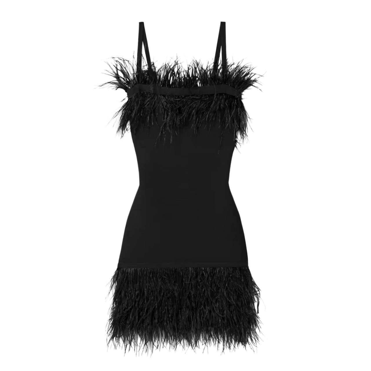 Etta Feather-Trimmed Knitted Mini Dress