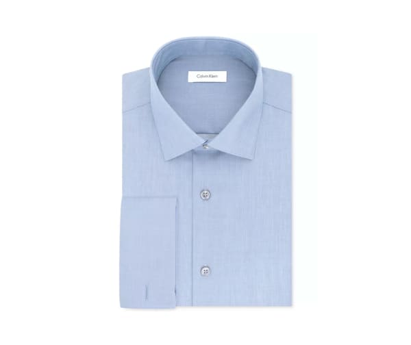 Men's Slim-Fit Non-Iron Performance Herringbone French Cuff Dress Shirt