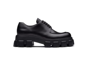 Prada Monolith Brushed Leather Lace-Up Shoes