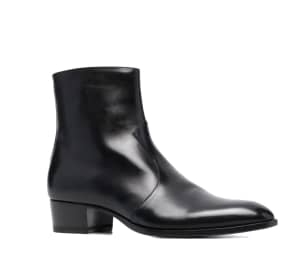 Saint Laurent  Wyatt 40 Leather Zip Ankle Boots