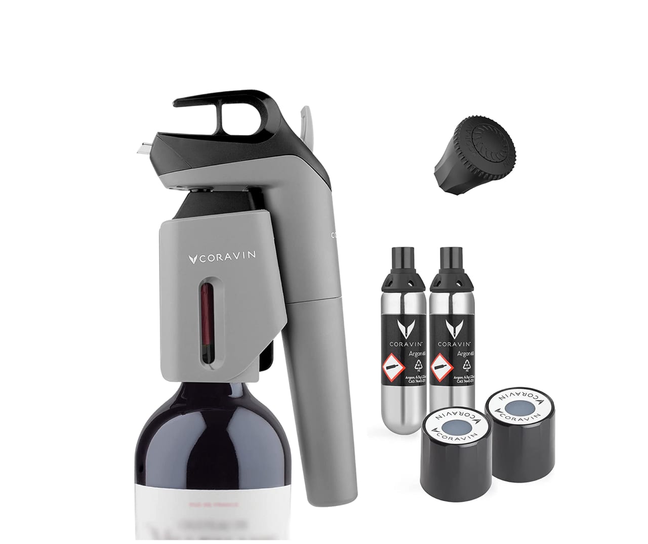Coravin Timeless Six Plus Wine Preservation System - By-the-Glass Wine  Saver - Wine Aerator, 3 Pure Argon Capsules, 6 Screw Caps, Clearing Needle  