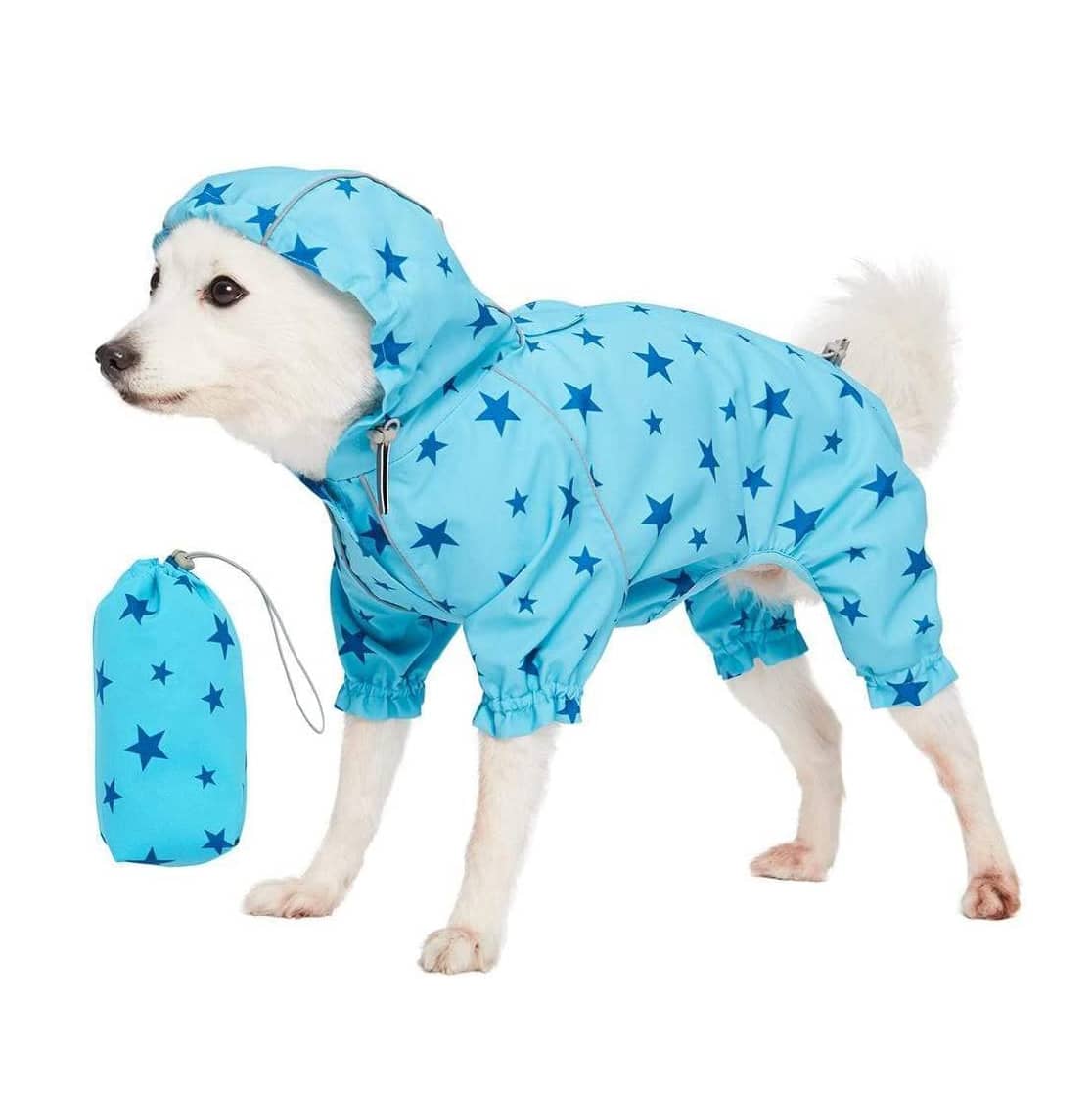 Star Prints Lightweight Reflective Waterproof Dog Raincoat