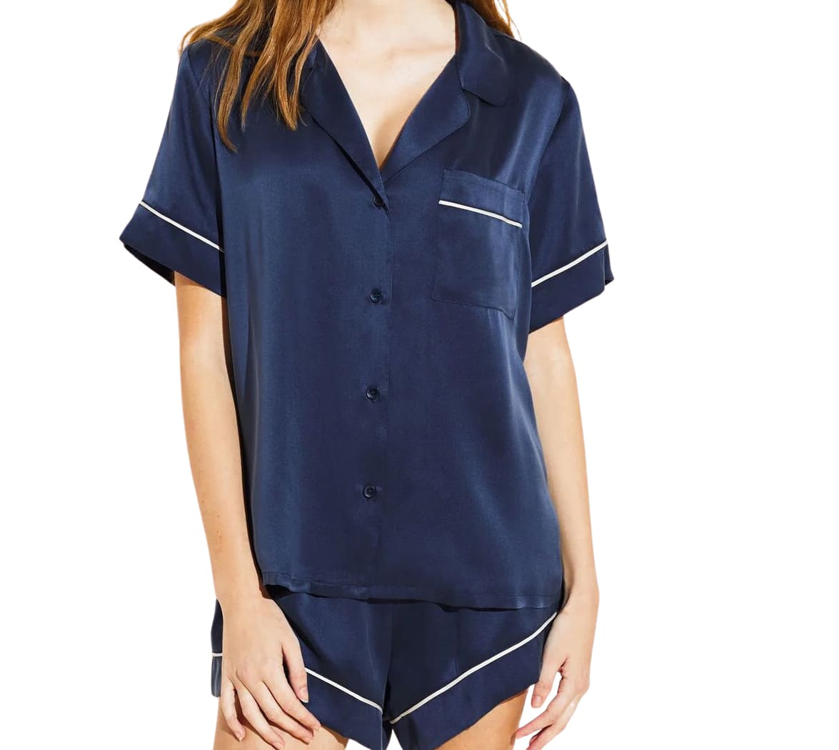 Long Sleeve Silk Top Pajamas Set With Bra — My Comfy Pajama