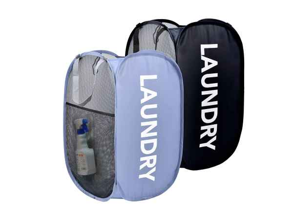 Clevermade Collapsible Fabric Laundry Baskets - Foldable Pop Up Storage Container Organizer Bags - Large Rectangular Space