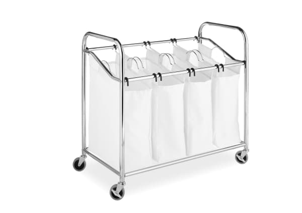 Black Laundry Cart with 4 Sorter Bags, Home Storage & Organization