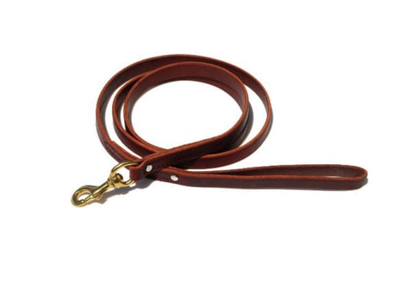 4 ft Puppy Leather Leash, Durable Leather Check