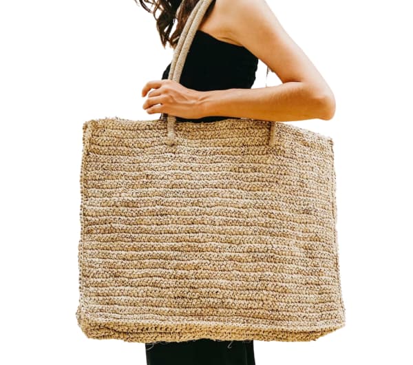  Women Straw Beach Tote Bag, Large Handmade Raffia