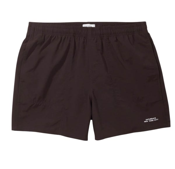 Men's Pull-On Seersucker Swim Trunk in Black Texture | Size L | Abercrombie & Fitch