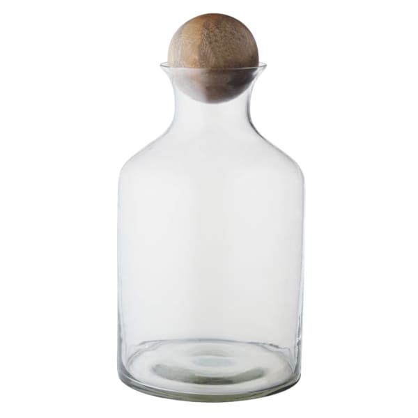 Glass Decanter with Wood Stopper